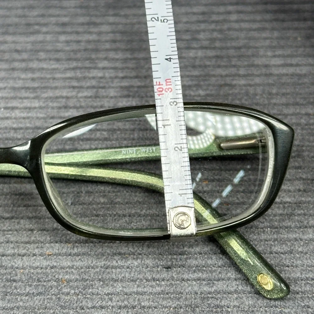 Nine West 324 OW47 Green Rectangular Eyeglasses Frames 135mm Y2k